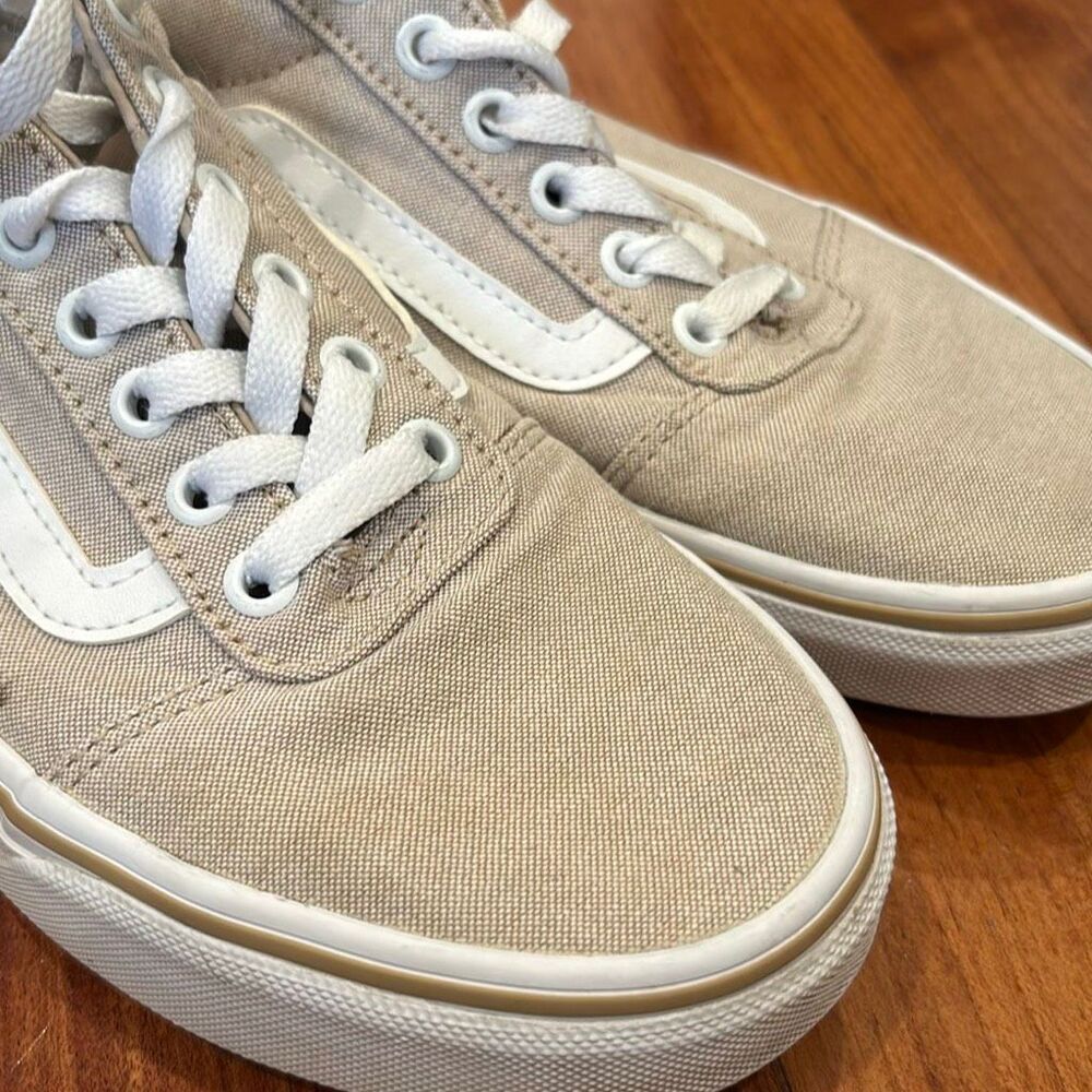Vans Old Skool Tan Canvas Sneakers Women’s Size 8 Beige Skate Shoes - Picture 3 of 15